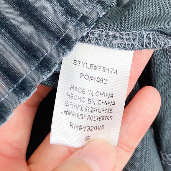 Entro Grey Velvet Striped One Shoulder Ruffle Top - Picture 8 of 9